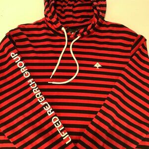Lifted Research Group Hoodie Large Red Black Lightweight Creative Clothing EUC